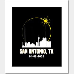 Solar Eclipse 2024 San Antonio Skyline Texas Solar Eclipse Posters and Art